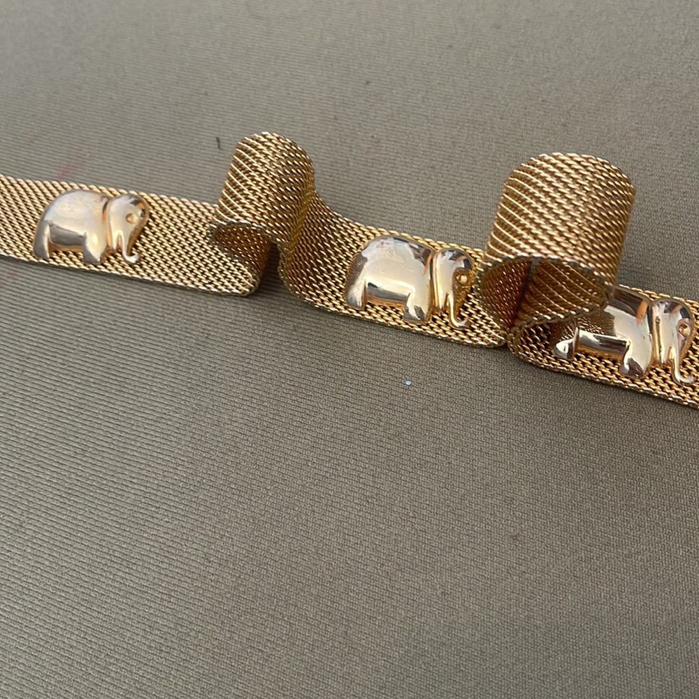 Metalic CUTE Baby ELEPHANTS Gold Mesh Belt size SMALL